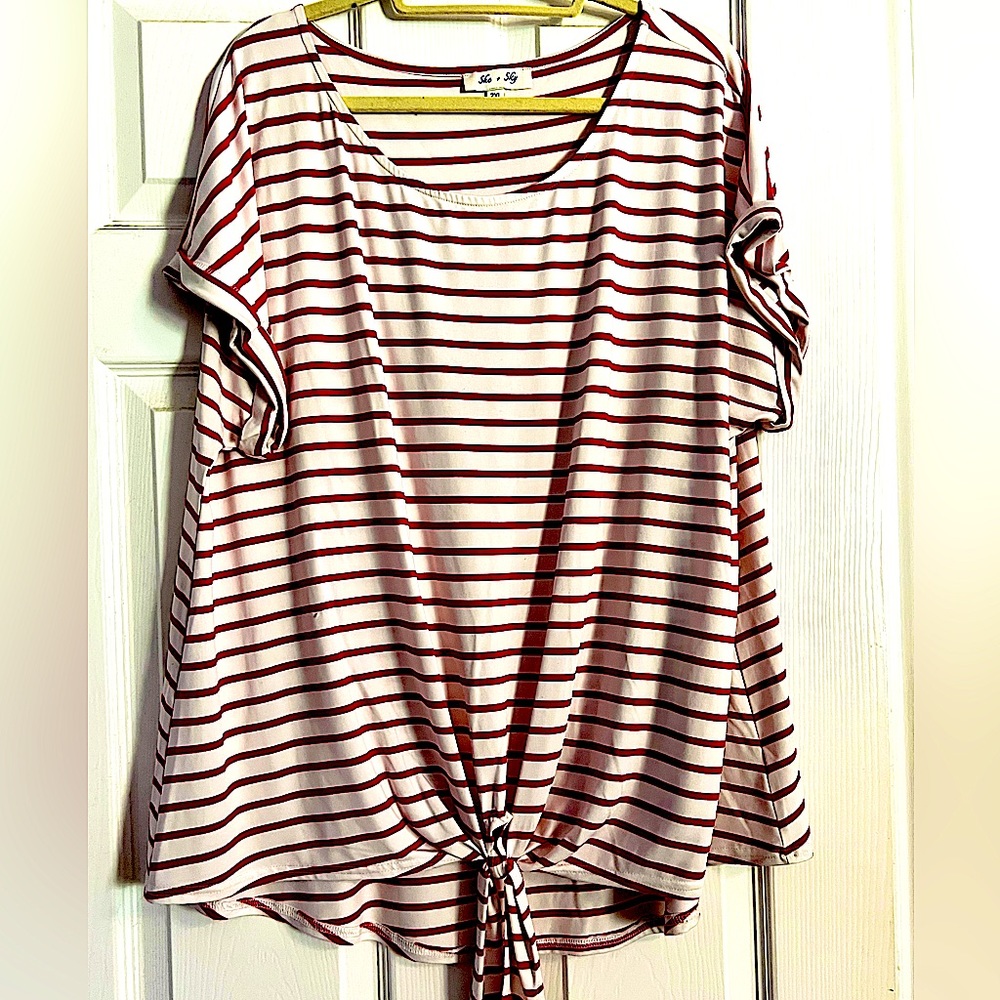 Make an offer!!! Boutique brand red and white striped blouse. 2X.